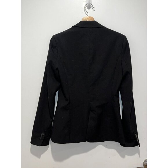 Zara Basic Black Single-Button Satin Lapels & Faux Leather Trim Women's Blazer S - Picture 4 of 8